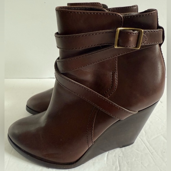 Frye Brown Ankle Booties with Gold Buckle - Picture 10 of 13